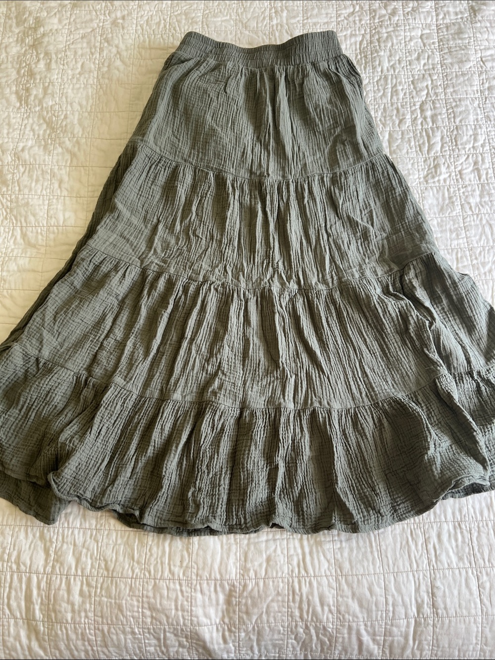 Threads 4 Thought Women's Olive Tiered Maxi Skirt